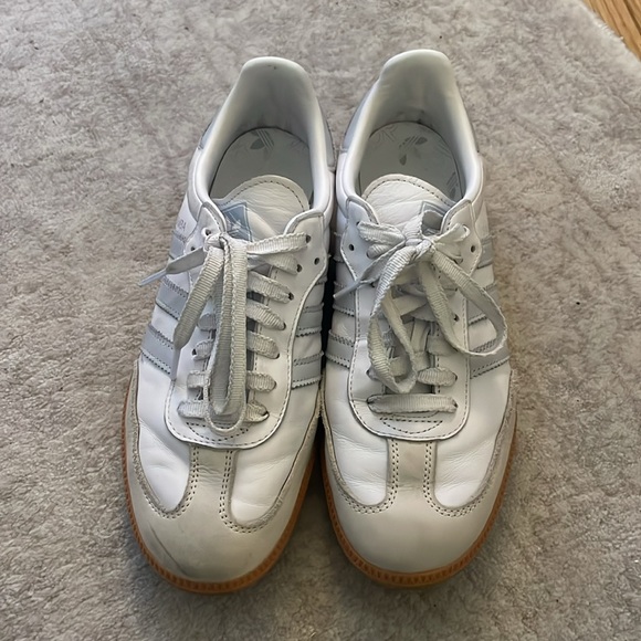 Adidas White and Light Blue Samba Sneakers - Picture 3 of 10